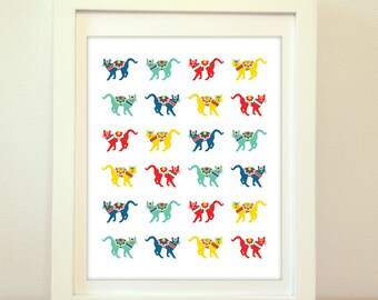 Swedish Cats, Cat Print, Dalecarlian Horse, Swedish Dala Cat, Meow, Kitten, Cat, Cats, Swedish Dala Horses, Swedish Dala Cats, Dala Horse