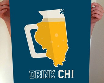 Chicago, Chicago Beer Print, CHI, Chicago Beer, Chicago Poster, Chicago Print, Chicago Art, CHI Art, Chicago Wall Art, Chicago Skyline