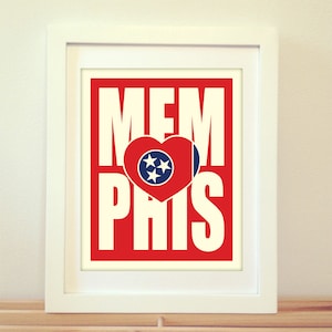Memphis, Tennessee, Memphis Heart, Memphis Typography, Memphis Print, Memphis Art, Memphis Sign, Memphis Poster, Typography