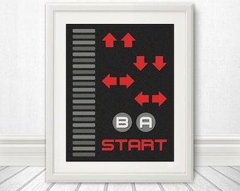 Nintendo, Nintendo Art,  The Code For Contra Art Print , Retro, Video Game