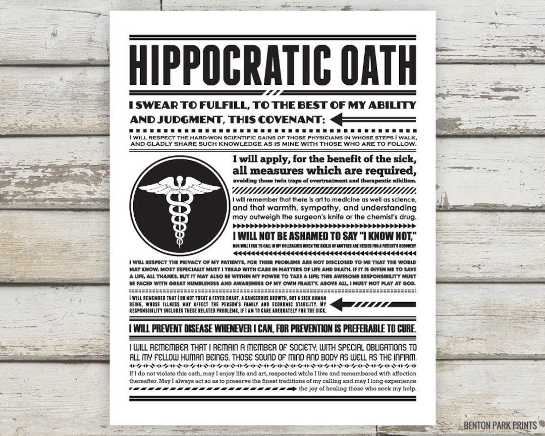 Hippocratic Oath, Doctor Gift, DR Present, Medical Gifts, Medical