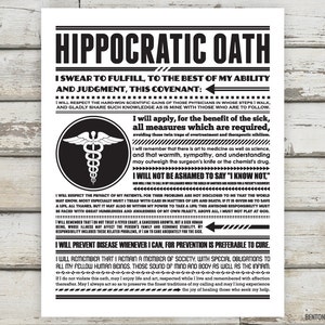 Hippocratic Oath, Doctor Gift, DR Present, Medical Gifts, Medical Assistant Gifts, Gift for Doctor, Available with or without Customization