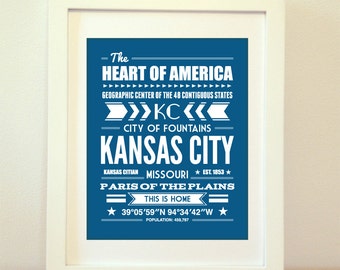 Kansas City, Missouri, Typography, Kansas City Print, Kansas City Art, Kansas City Sign, Kansas City Poster, Kansas City Missouri, KC