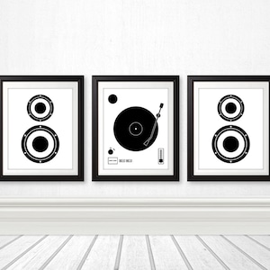 Vinyl Record Speaker Set, Vinyl Print, Wall Art, Home Decor, Music Print, Speaker Print, Minimalist, Records, Music Art, Custom Colors