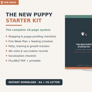New Puppy Checklist Printable | Puppy Starter Kit Fillable PDF, Puppy Training Log, Potty Tracker, Vaccination Record, New Dog Owner Gift