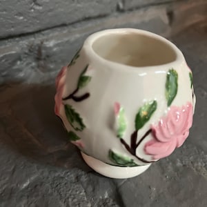 Vintage 1973 Hand Painted Ceramic Bud Vase - Retro Desert Rose Inspired 3D Bumpy Textured Flower Pot - 1970s Studio Pottery