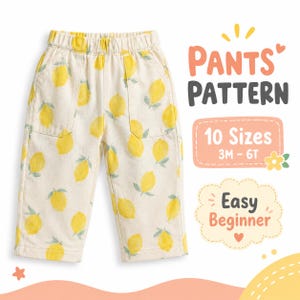 Simple Pants Pattern For Kids Cotton Pants Sewing Pattern For Children, Toddler Pants With Pockets Sewing Pattern For Girls