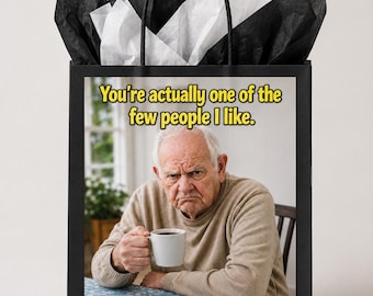 Funny Old Man's Gift Bag - Tissue and Tag Included