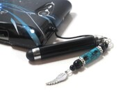 Black Adjustable Mini Stylus Charm - Cell Phone Charm - Stylus Beaded Charm - Cell Phone Dust Plug - Technology Tablet Stylus