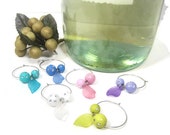 Beaded Wine Glass Charms - Pastel Wine Class Charms - Set of 6 Wine Glass Charms