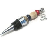 I Love My Soldier Beaded Wine  Bottle Stopper, Oil Vinegar Bottle Stopper, Wine Accessory, Wine Bottle Stopper
