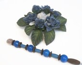 Bead Plant Ornament, Indoor Garden Decor, Blue Plant Decoration, Flower Pot Stake, Beaded Indoor Garden Art