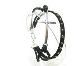 Cross Stacking Bracelet, Black Stacking Charm Bracelet