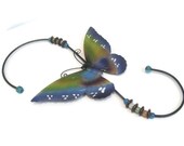 Garden Butterfly Plant Hanger, Upcycled Plant Hanger, Butterfly Tin Plant Hanger, Blue Garden Decor