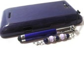 Purple Adjustable Mini Stylus Charm, Cell Phone Charm, Stylus Beaded Charm, Cell Phone Dust Plug, Tablet Stylus