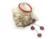 Hair Charm, Ponytail Holder Charm, Red Beaded Hair Charm, Elegant Hair Jewelry