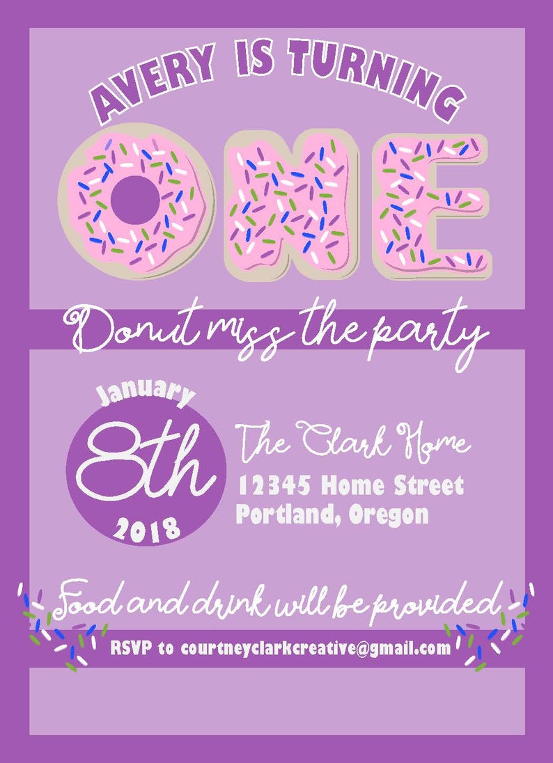 Donut Birthday 1 year old Invitation