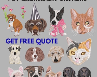 Custom Pet Embroidery Digitizing: Dog, Cat, Horse