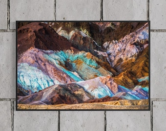 Artists Palette Death Valley Print, Colorful Desert Mountain Photography, National Park Wall Art, Float Framed or Unframed