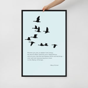 Mary Oliver Wild Geese Framed Quote: Literary Wall Art