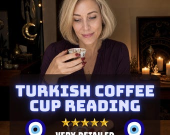 Lectura de la taza de café turca, adivinación tradicional mediante tasseografía y símbolos.