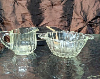 Vintage 1930s Heisey Glass Co Glass Sugar & Creamer Set Crystolite" Pattern
