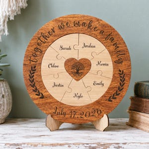 Rompecabezas de madera personalizado para la familia: recuerdo de la boda de la unidad