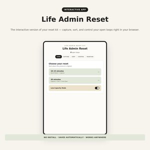 Life Admin Reset App - Digital Brain Dump Tool