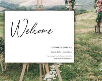 Welcome Wedding sign printable, Minimalist Wedding Calligraphy decor, INSTANT Download template sign, PDF