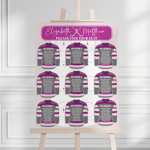 Tableau de Marriage per Matrimonio, Battesimo, Cresima, Prima Comunione e Compleanno a tema hockey su ghiaccio da editare e da stampare