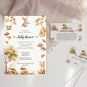 Baby Shower in stile boho con animali della foresta, da stampare, editabile con Corjl