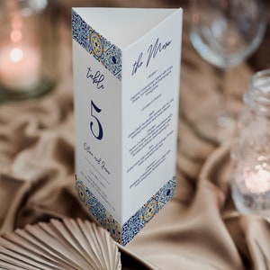 Numero di tavolo e Menu per matrimonio, battesimo, compleanno con maioliche, da editare e stampare