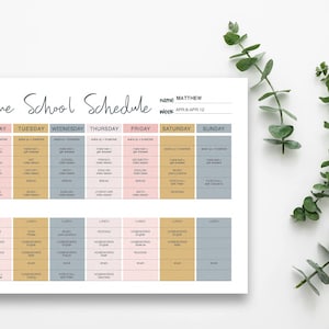 Weekly Schedule printable, Home school week planner template, Customizable Kids Week Task List Chart, Weekly Planner printable