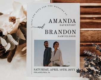 Save the Date Matrimonio | template modificabile con scritta elegante e fotografia