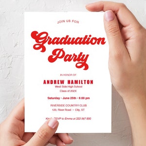 Invito festa di Laurea , vintage e minimalista, semplice e trendy, PDF modificabile