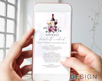 Wine Tasting Weekend Itinerary Template - Bachelorette Weekend Digital - Birthday Weekend Itinerary - Digital Schedule download - PDF