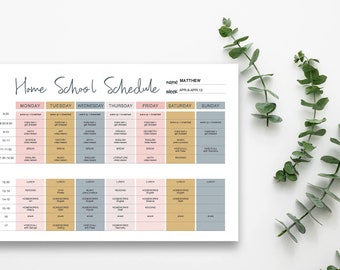 Weekly Schedule printable, Home school week planner template, Customizable Kids Week Task List Chart, Weekly Planner printable