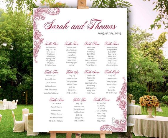 Wedding Seating Chart Printable File Wedding Reception Etsy