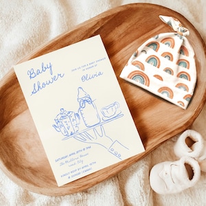 Invito Baby Shower con disegni a mano, template da editare e stampare aa059