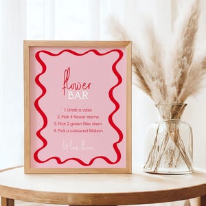 Flower Bar Sign, wavy border, Floral Baby Shower Sign, Build Your Bouquet, Bouquet Bar, Editable Template AA06