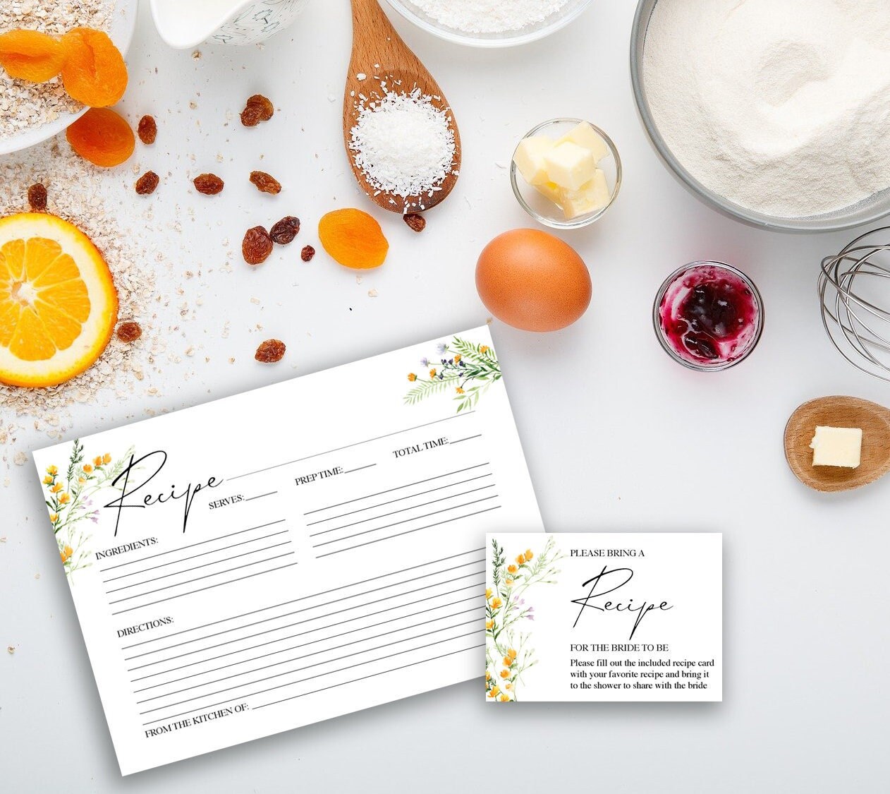 Recipe Card And Request Card Printable Bridal Shower Recipe Cards 