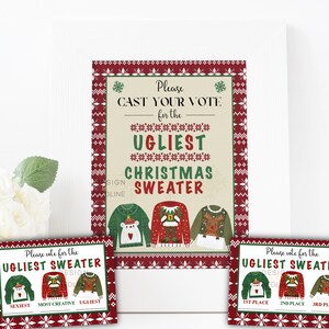 Divertente gioco natalizio - vota il maglione natalizio più brutto, festa gara ugly sweater, da stampare