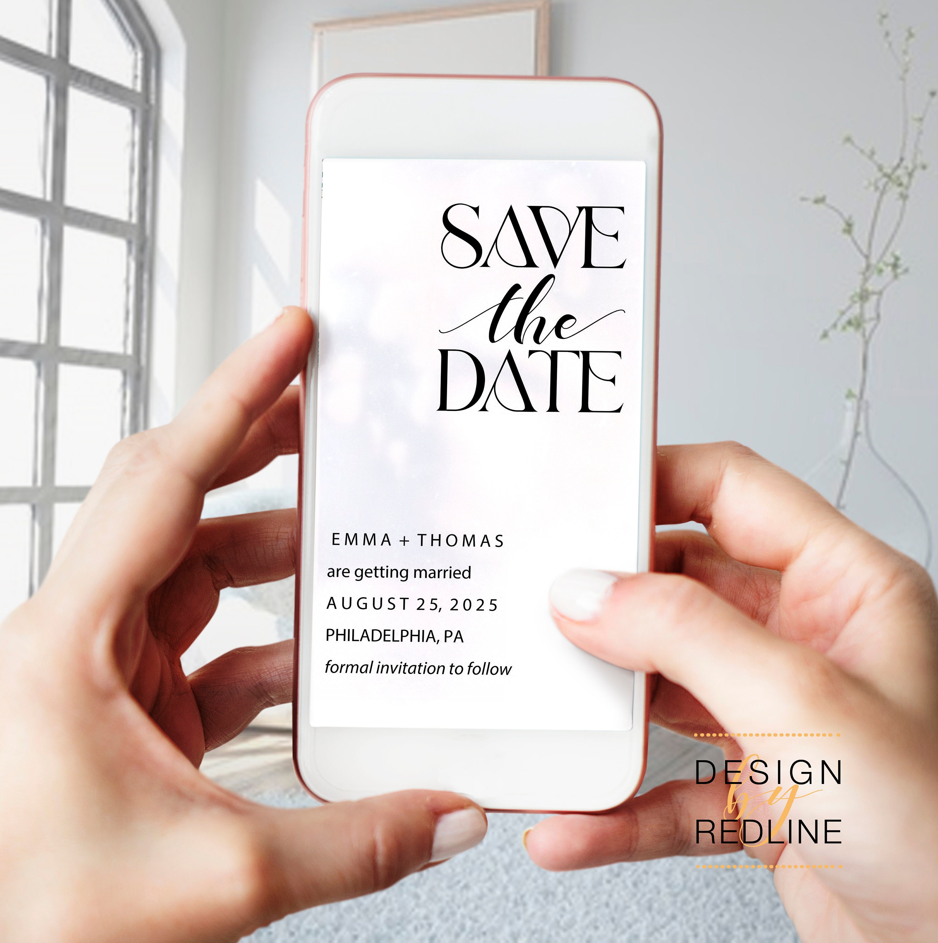 Electronic Save the Date Template, Minimalist Save the Date, Boho Electronic Save the Date Template, Minimalist Save the Date, Boho
