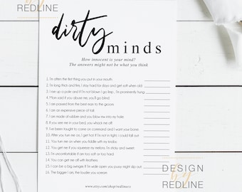 Dirty Minds Game printable, funny bachelorette Party Game, Hen party printable, instant download and print PDF