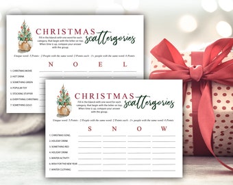 Christmas Family Game Printable, Fun Holiday Party Games for families and friends, Scattergories Game PDF