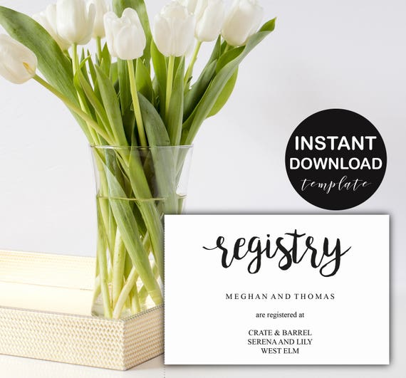 registry cards editable template instant download wedding etsy