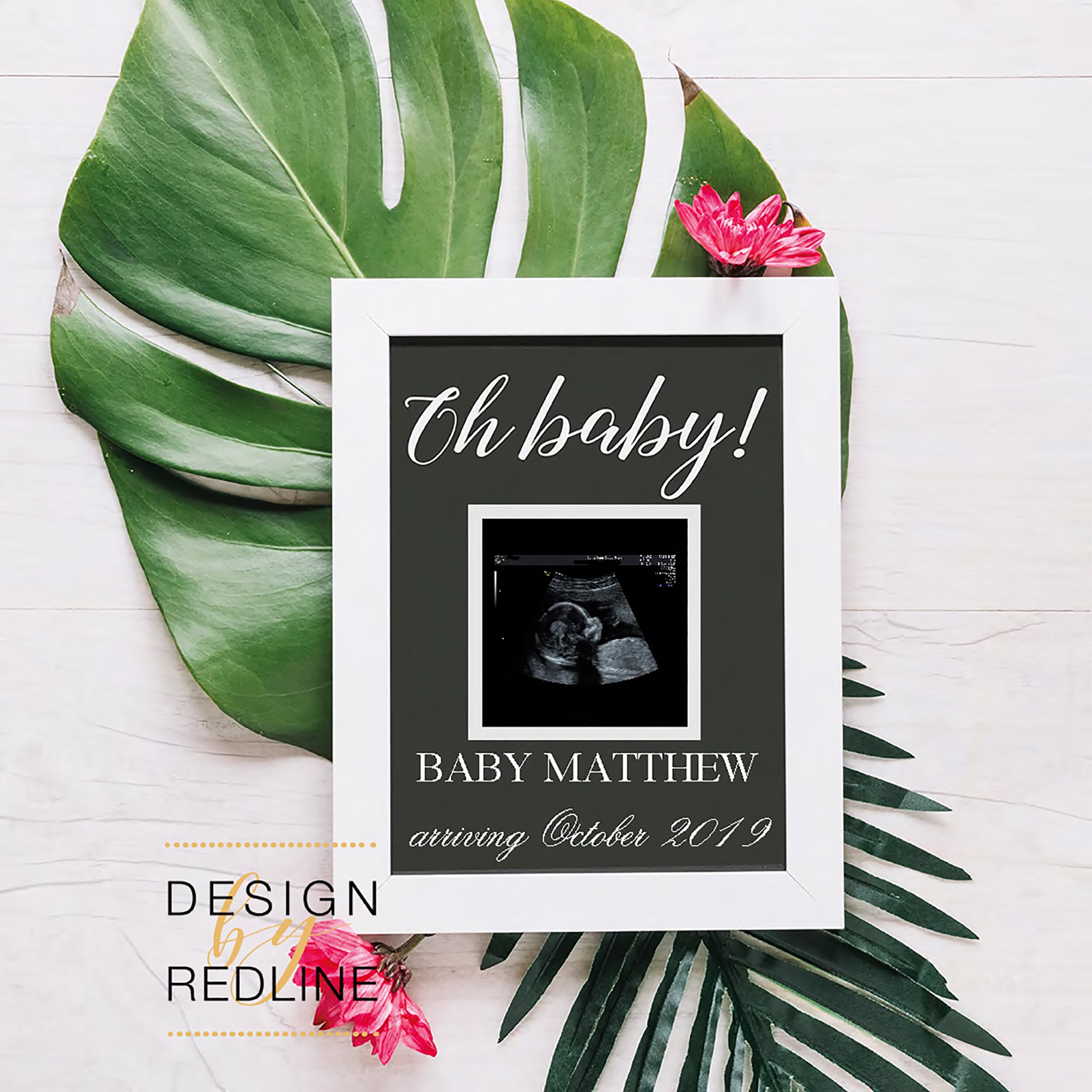 Download Pregnancy Digital Announcement, Social Media Baby Announcement with Photo, Personalized Tropical ...