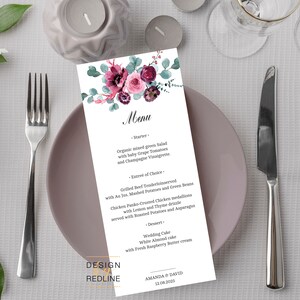 Menu per matrimonio, battesimo, compleanno con bellissimi fiori di campo, wildflowers da editare e stampare