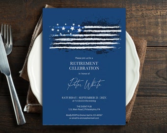Flag Retirement Party invitation printable, Us flag Retirement invite template PDF
