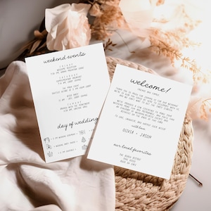 Programma di matrimonio stile minimalista da editare e stampare